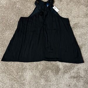 NEW! Sleeveless Satin Twist-Front Black Top